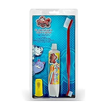 Kit Bucal para Cães e Gato, Dedeira para escovação bucal + Escova de dentes + Creme dental Neutro 90g, Kit Anti-tártaro