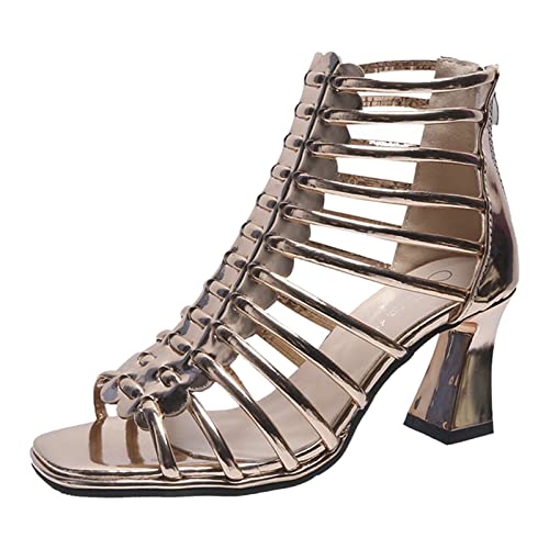 Sandales talon femme pieds larges chic en design creux couleur unie
