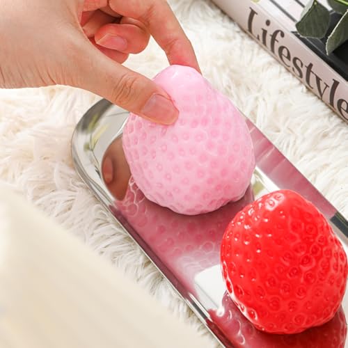 2 juguetes sensoriales Taba Squishy, ultrasuaves de fresa kawaii, decoración de fiesta de fresa, juguetes antiestrés para niños y adultos, alivia el estrés, la ansiedad (fresa)