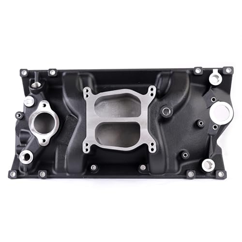 JGhyperX 2716 2007 Vortec Intake Manifold Aluminum Dual Plane Compatible with Chevy Small-Block 1996-2002 SBC 305/5.0L 350/5.7L RPM Idle-5,500 with Spread or Square Bore Carbs Black