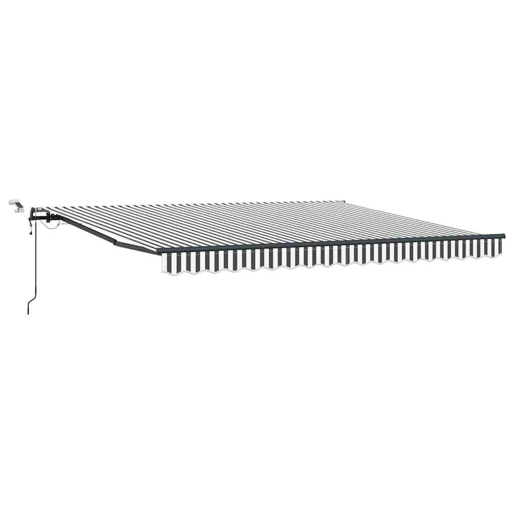 Toldo de brazo articulado blanco antracita 400 x 300 cm con LED y sensor de viento, estructura de aluminio resistente, protección solar para terraza, balcón, jardín y cafetería