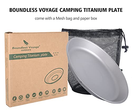 Boundless Voyage Titanium Dish Plate Bowl Set With Carry Bag Outdoor Camping Pan Tableware Cookware Mess Kit For Food Fruit Sauce Ti1111T #TOP2