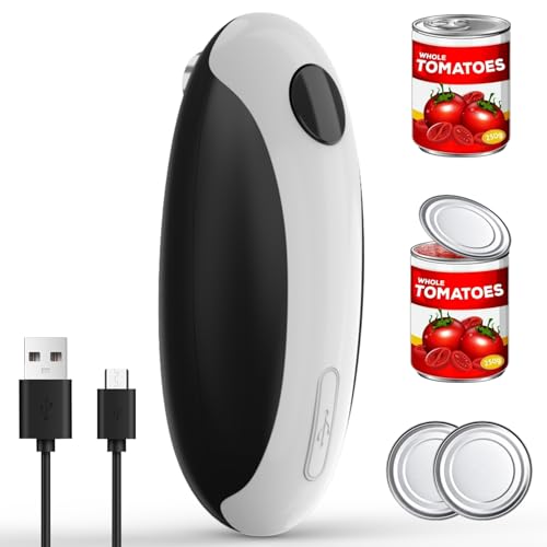 Electric Can Opener, Can Opener Electric Fits All Can Sizes, One Touch USB Rechargeable Electric Can Opener for Kitchen and Seniors with Arthritis, Chef, Automatic Can Opener, Portable Kitchen Gadgets