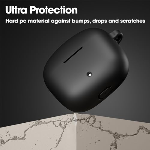 Image of Sounce Earphone Case Cover Compatible for Boat Airdopes 200 Plus, Soft Silicone Skin Case Cover Shock-Absorbing Protective Case with Keychain - Black