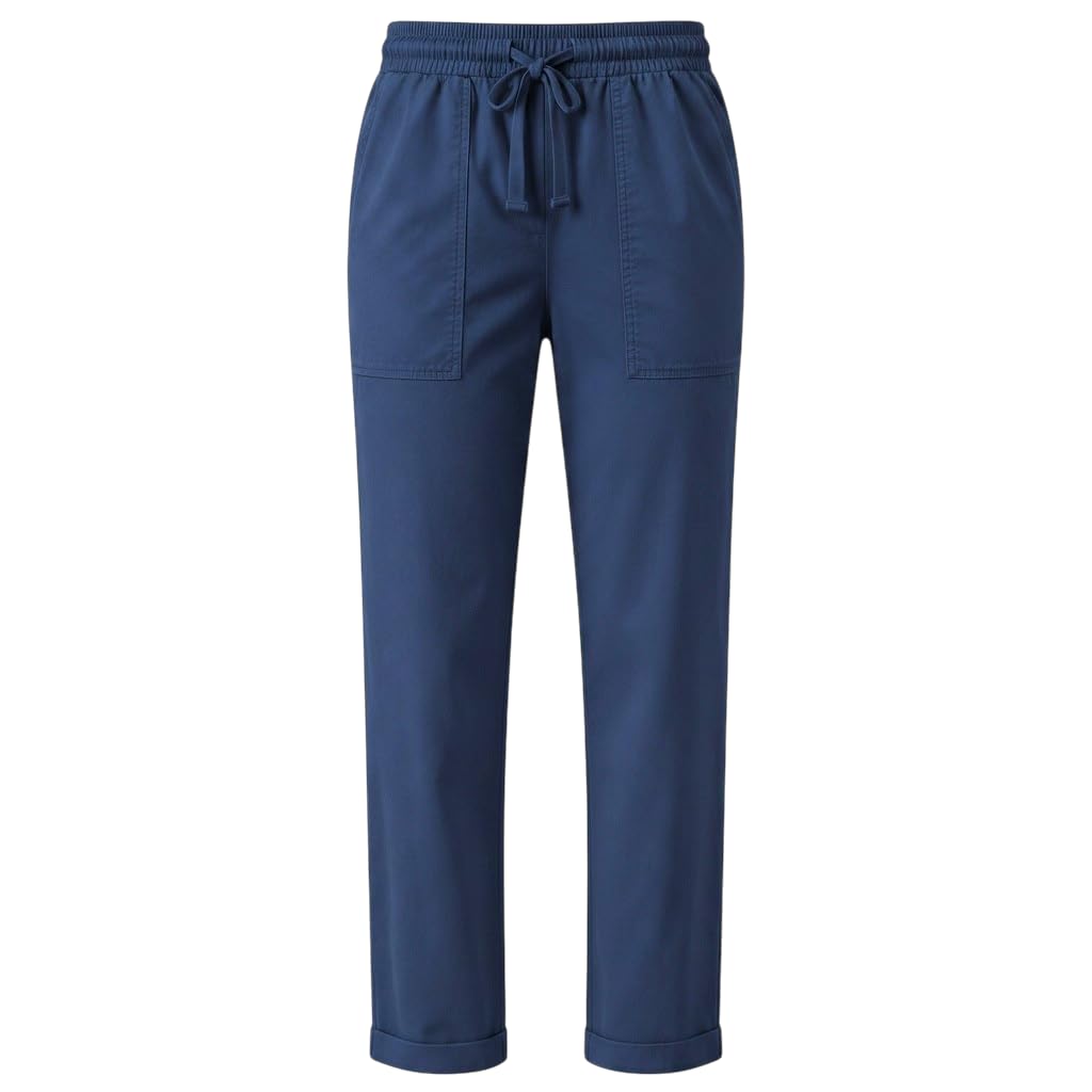 Pantaloni dritti in popeline elasticizzato blu di Deha