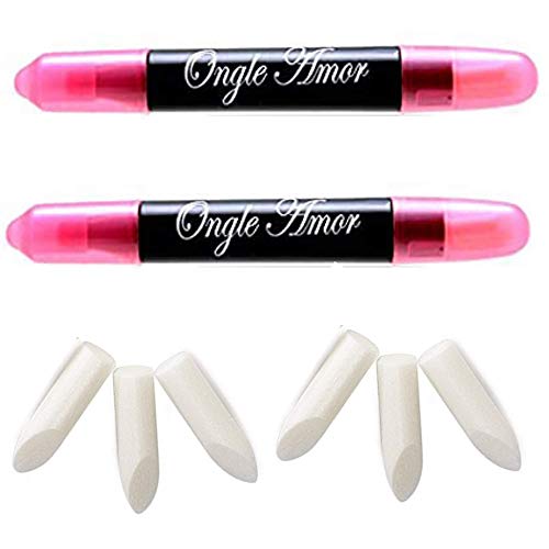 2 stylo correcteur dissolvant ongles -stylo CORRECTEUR vernis semi permanent - ongle en gel - nail art - baby boomer +6 mines de rechange stylo dissolvant - SET DE 2...