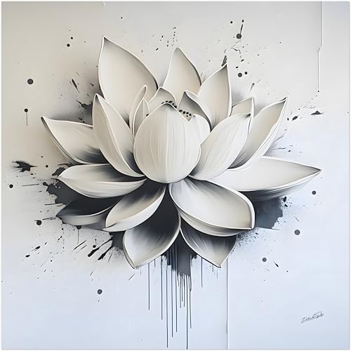 Poster graffiti lotus noir et blanc : décoration murale grand format