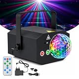 Luces Discoteca con Control Remoto, Luz Discoteca LED RGB con Control Musical, 64 Efectos Luminosos y Modo Estroboscópico para Fiestas, Cumpleaños, Karaoke y DJ