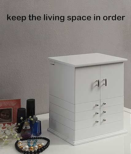 Jewelry Box Jewellery Organizer Desktop Cabinet Shape 5 Layers Mirrored Jewelry Storage Expandable Armoire Watch Organizer Necklace Earring Storage Jewelry Boxes For Women Large (Color : White) #TOP3