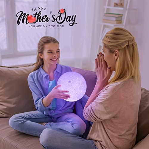 Brightworld 2023 Upgrade Moon Lamp 4.7 Inch Moon Light 16 Colors 3D Night Light Bedroom Decor, Birthday Gift For Kids Children Girls Boys, Remote/Touch Control (Black Hand Stand) #TOP1