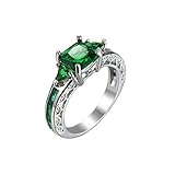 Beydodo Kein-Metall-Stempel (Mode nur) chapado en plata cuadrada verde Cubic Zirconia
