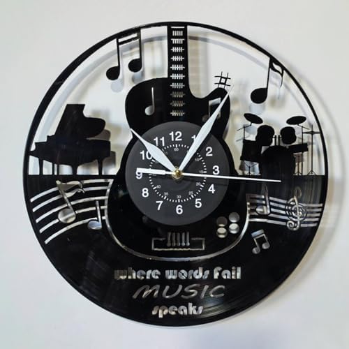 12" Vinyl Record Wall Clock, Real Vinyl Records, Musical Wall Clo...
