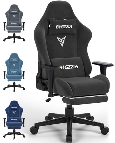 Racingreat Gaming Chair with Footrest, 3D Armrests,Headrest and Lumbar Support, Height Adjustable with 360°-Swivel Seat for Home&Office (Black)