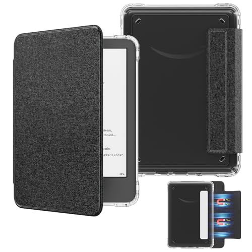 MoKo Funda Magnética Desmontable para Kindle(11ª Gen 2024/2022) 6 Pulgada,Funda Trasera Ultratransparente Resistente a los arañazos Ligera Cubierta Protectora con Auto Sueño/Estela, Denim Negro