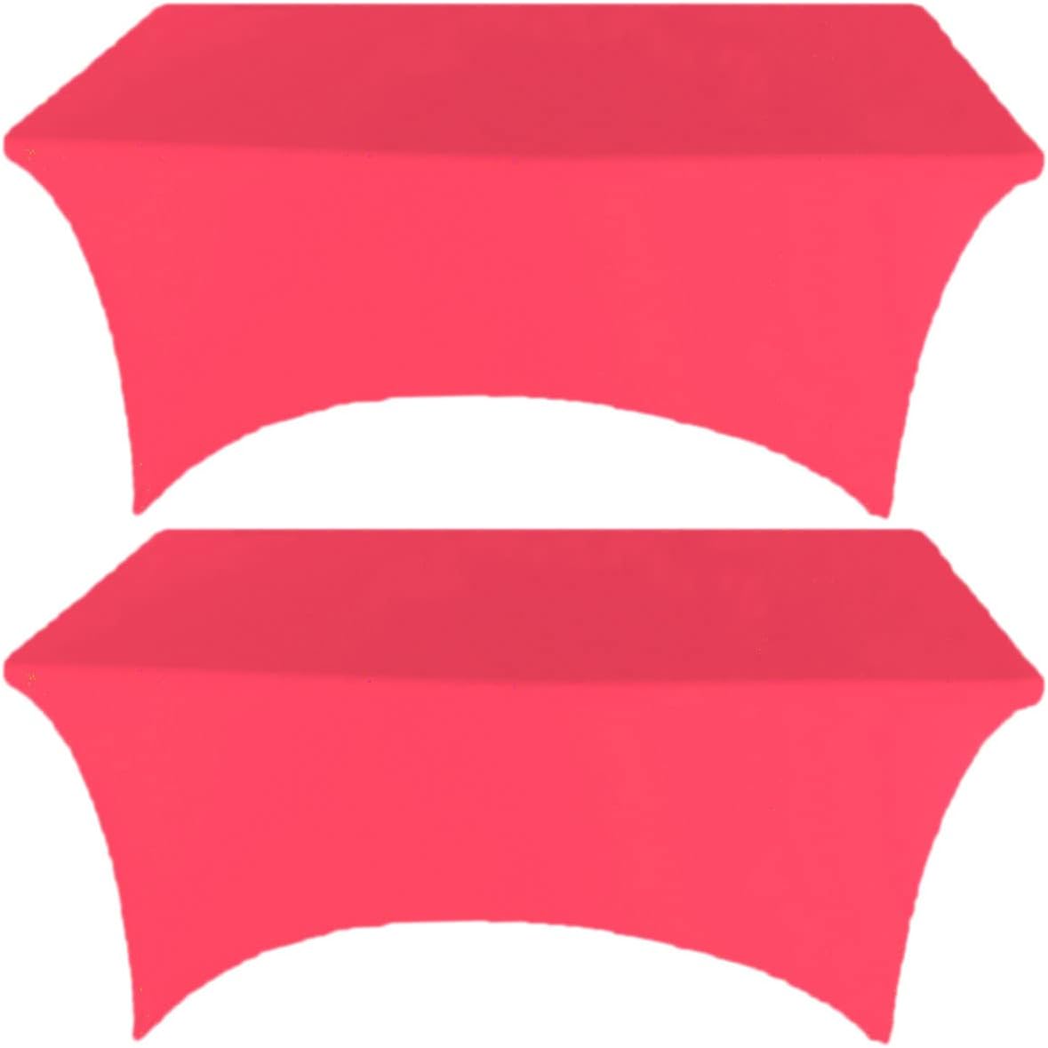 2 Pack 6FT Lemon Yellow Spandex Tablecloth Stretch Fitted Table Cover for Rectangular Table Event, Wedding, Banquet and Parties