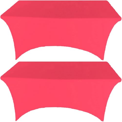 Gowinex Paquete de 2 manteles de elastano color naranja neón elástico para mesas rectangulares, eventos, bodas, banquetes y fiestas
