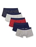 Algodón elástico find. Calzoncillo Bajo de Algodón Hombre, Pack de 5, Multicoloured (Nvy/Gry/Burg Polka), L, Label: L