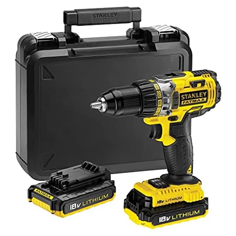 STANLEY FATMAX FMC600D2-QW - Taladro atornillador 18V con 2 baterías de litio de 2Ah y maletín Cover