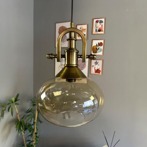 Lámpara colgante de vidrio bamyum Solvia moderna de 30 cm E27 para comedor