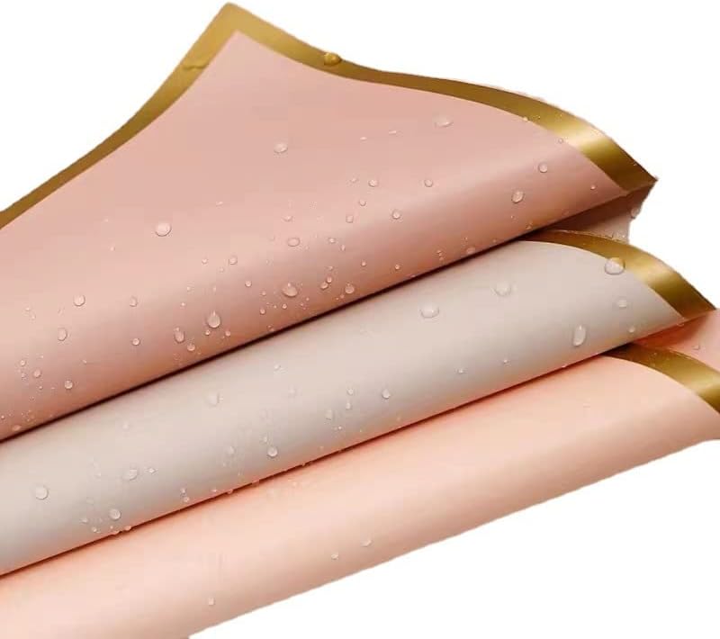 Miniatura 3 de XIGUI 20 hojas de papel de regalo de flores con borde dorado, suministros de ramo de floristería coreana, manualidades, embalaje de regalo o