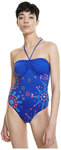 Desigual Biki Creta Traje de baño de una Sola Pieza, Azul, L...