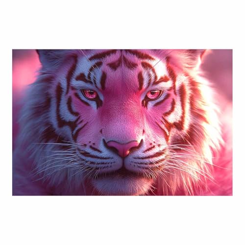 Poster sur toile animaux design tigre rose 70x100cm decoration murale