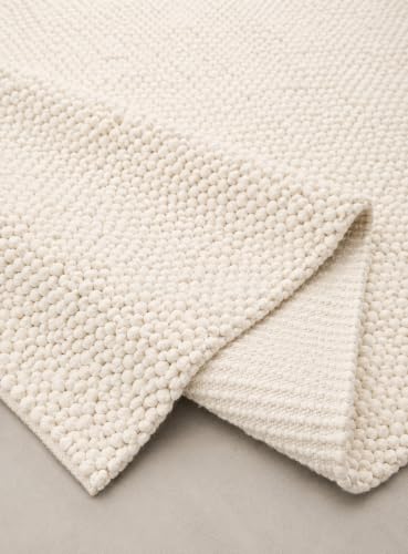 Image of 100% Wool Hand Woven Knit Popcorn Rug (6'x9' - Ivory)