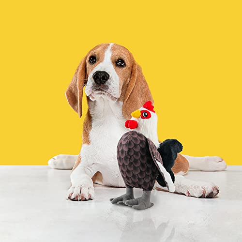 Image of BarkButler x Fofos Rooster Plush - Soft & Squeaky Toys for Dogs, Dog Toys for Medium Dogs (0-20kgs) - White & Black