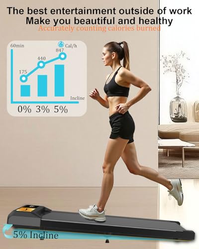 Under Desk Treadmill, Walking Pad Treadmill, 2.5 HP, Low Noise, 265 Lbs Capacity Treadmill for Home & Office