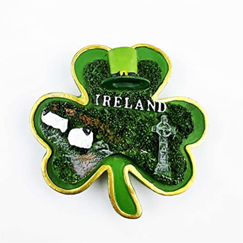Imán decorativo de nevera Lucky Clover Ireland 3D miniatura 3
