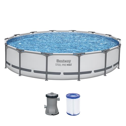 Bestway Steel Pro MAX Frame Pool Set mit Filterpumpe Ø 427 x 84 cm, lichtgrau, rund