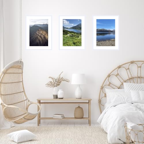 Image of JCJMY 16x22 Picture Frame with 12x18 Mat, Display Photo 12x18 with Mat or 16 x 22 Without Mat, Wall Hanging Large 16 by 22 Poster Frame with Plexiglass, White