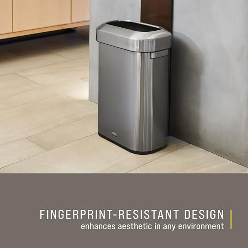 Image of Rubbermaid Commercial Products Refine Decorative Container, 15 Gallon, Slim Stainless Steel Trash Can, Indoor for Hotel Lobbies /Conference Rooms /Washroom