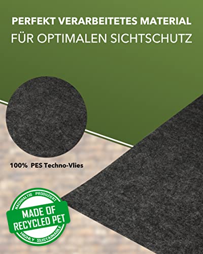Zaundruck Sichtschutzstreifen aus Techno-Vlies - nachhaltiger Sichtschutz für Doppelstabmattenzaun - hochwertiger Windschutz 26 m x 19 cm - Sichtschutz-Rolle - Florenz (Grau)