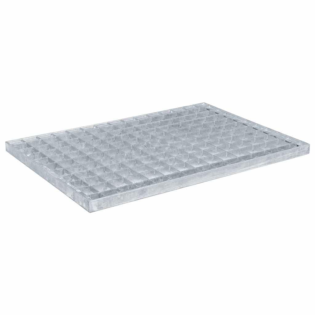 Tomostar Grille de Drainage, Grille Caniveau Extérieur Couvercle de Drainage Grilles Caillebotis Acier Galvanisé Argent 50x35x2 cm