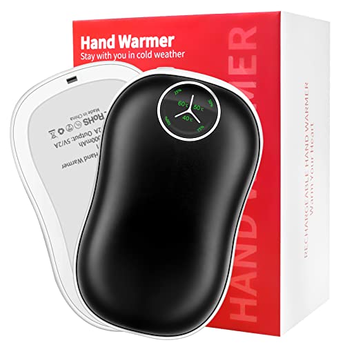 Hand Warmers Rechargeable 2 Pack, 2 in 1 Magnetic 5000mAh 2Packs Hand Warmers Reusable Hand Warmer Electric Hand Warmers Portable USB CÂ Hand Warmer with Digital Display, Warm Gift for Women Men