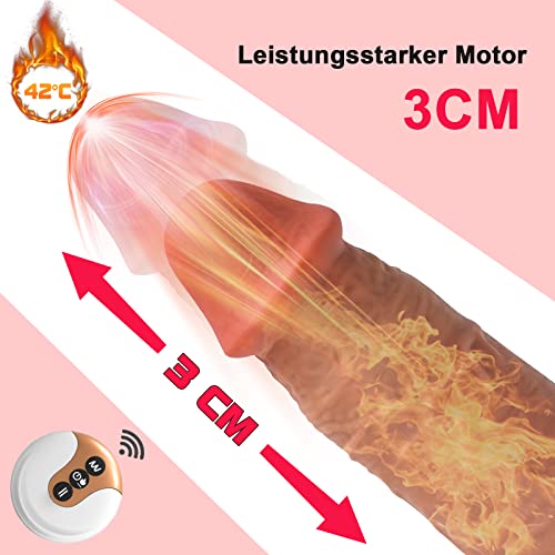 PLUMPTOYS Realistischer Dildo mit Stoßfunktion, starker Saugnapf, 42 °C beheizte Vibratoren für Sie, G-Punkt-Stimulator mit Fernbedienung, Silikon-Dildo, Sexspielzeug mit 7 Vibrationen, 5 Stößen und R – Bild 3