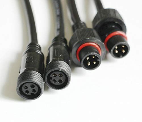 Gimax 10 sets Black 4 pins X 0.5mm2(about 20AWG) Male + Female LED Strip cable Connector Wire Waterproof Plug Cord accessories 40cm 4P