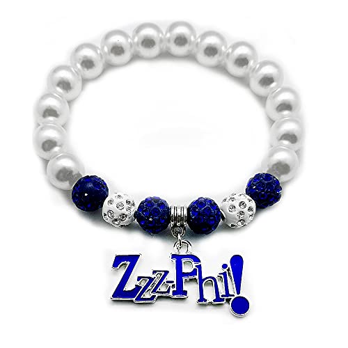 Fashion Greek sorority female pearl bracelet ZETA ZPB symbol enamel metal ZZZPHI pendant jewelry bangle