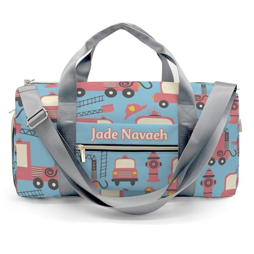 Personalized Red Firetrucks Cute Cars Customized Multi-functional Handbag Travel Bag, Unisex Portable Duffel Bag