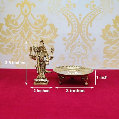 Image of RAMA METAL Brass Murugan Idol | Mini Lord Murugan Statue | Lord Kartikeya Idol | Mini Murugan Silai | Kumaraswamy Brass