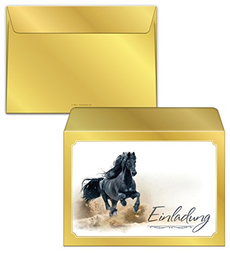 JuNa-Experten Lot de 12 cartes d'invitation, enveloppes, sacs, autocollants pour anniversaire d'enfant pour fille Cheval… - Image 6