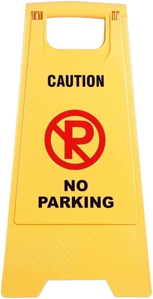 NO Parking Caution Sign Board | ABS-Plastic Caution Standing Board (Yellow Sign Board - Big Size)