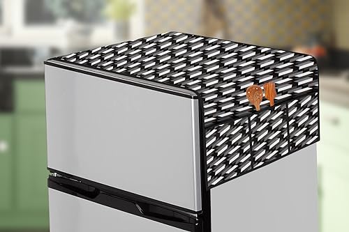 Image of The Furnishing Tree Fridge Top Cover Compatible for Samsung RR20C1824CR /HL, 183 LTR WxL 65x111 in CM Symmetric Pattern Black
