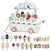 TUSEASY Wooden Ice Cream Cart Toy for Toddlers – Role Play Toy for 3 Year Old Girls & Boys – Montessori-Inspired Pretend Play Set with Colorful Cones Idea for Kids Aged 3+