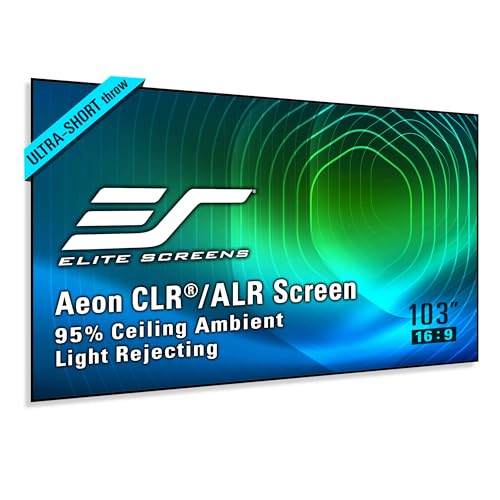 Elite Screens 103 inch UST Projector Screen ALR Projector Screen 16:9 4K 95% Ambient Light Rejecting Edge Free Fixed Frame Black Projector Screen Indoor Movie Screen Home Theater, Aeon CLR AR103H-CLR