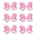 6 PCS Hair Accessories: 3" Grosgrain Ribbon Alligator Clips for Toddler Girls & Kids (Pink)