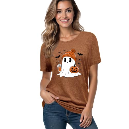 Halloween Shirts for Women: Cute Ghost Pumpkin Costumes Graphic Tee - image 2