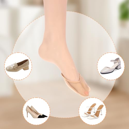 Toe Covers for Women, 4 Pairs Non-slip Toe Socks No Show Invisible Toe Topper Socks for Clogs Footies (Nude, Black)4