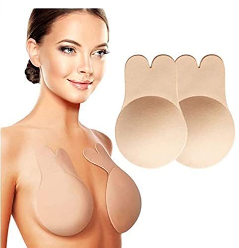 korvia Silicone Invisible Lift Up Bra – Stick On Adhesive with Breast Petals, Reusable Backless Strapless for Women, Push Sticky Pads Party, Dress, Wedding (1 Pair) Beige-picture-34